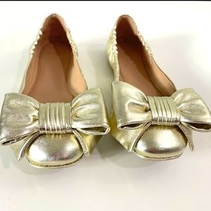 Tory Burch Leather Gold Flats